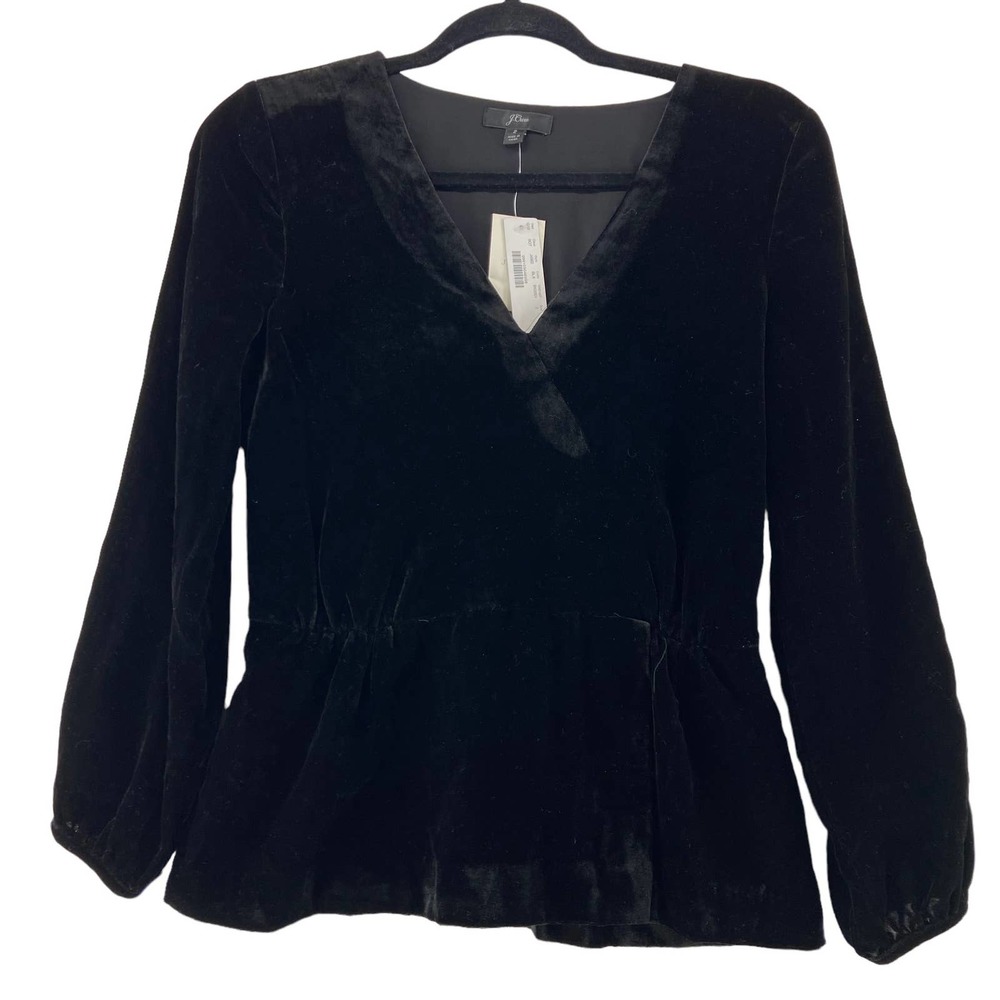 J Crew Faux Wrap Top in Drapey Velvet Size 2 NWT